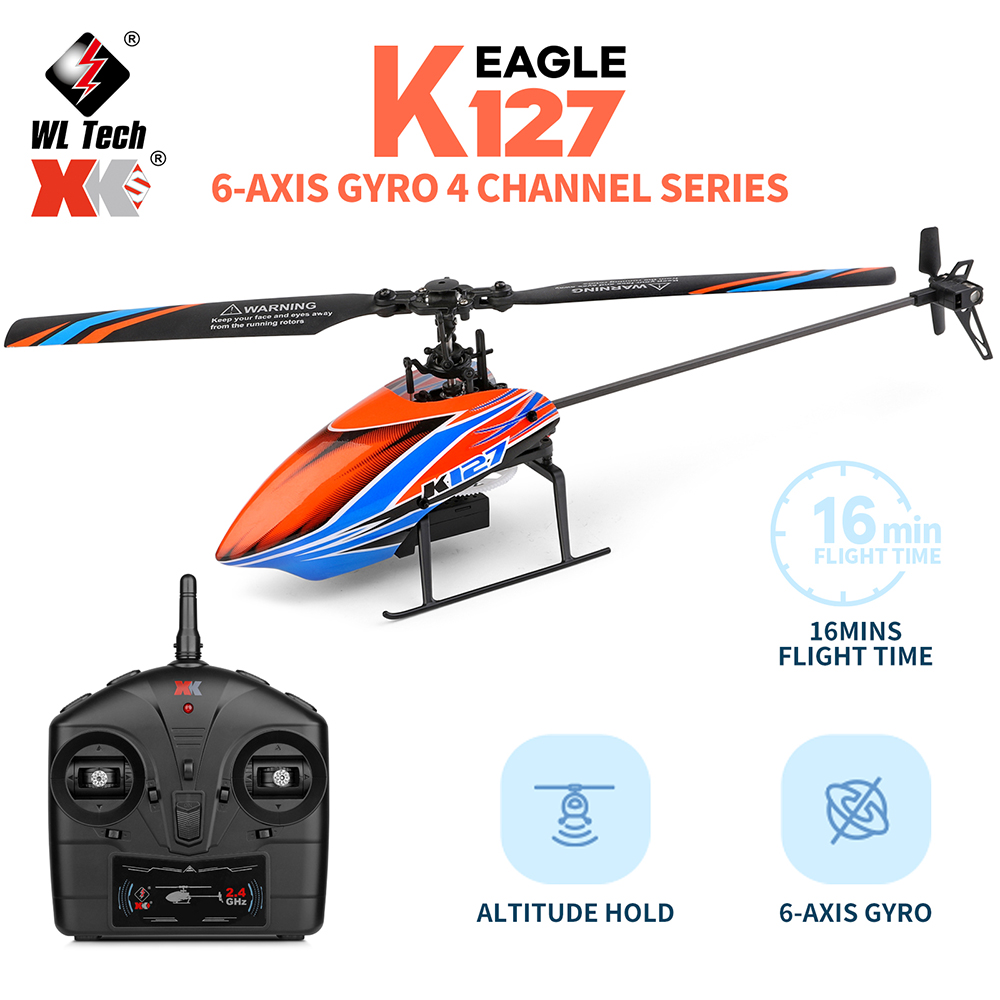 WLtoys XK K127 2.4G 4CH 6-Aixs - огляд і ціна Rc Helicopter Single Rotor