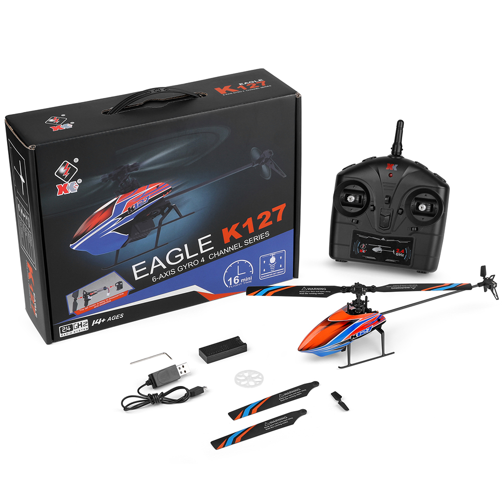 WLtoys XK K127 2.4G 4CH 6-Aixs - огляд і ціна Rc Helicopter Single Rotor